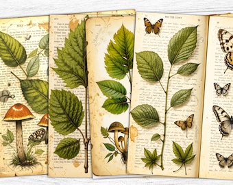 Botanical Junk Journal Pages: Butterfly & Herbal Ephemera (Digital Download)