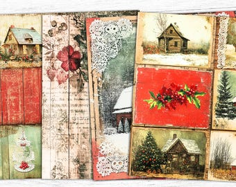 Vintage Christmas Junk Journal Papers: Holiday Collage (Digital Download)