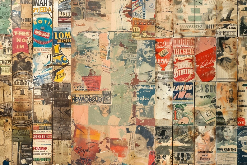 Retro Advertisement Digital Paper Pack: Ephemera Backgrounds (12x12 ...
