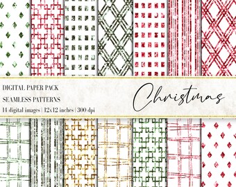 Christmas Digital Paper: Glitter Holiday Patterns (Digital Download)