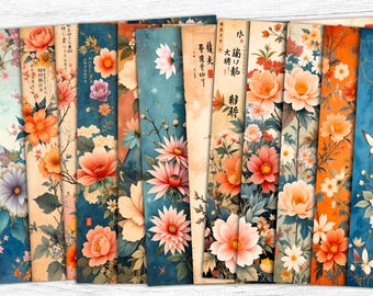 Japanese Floral Junk Journal Papers: Oriental Collage (Digital Download)