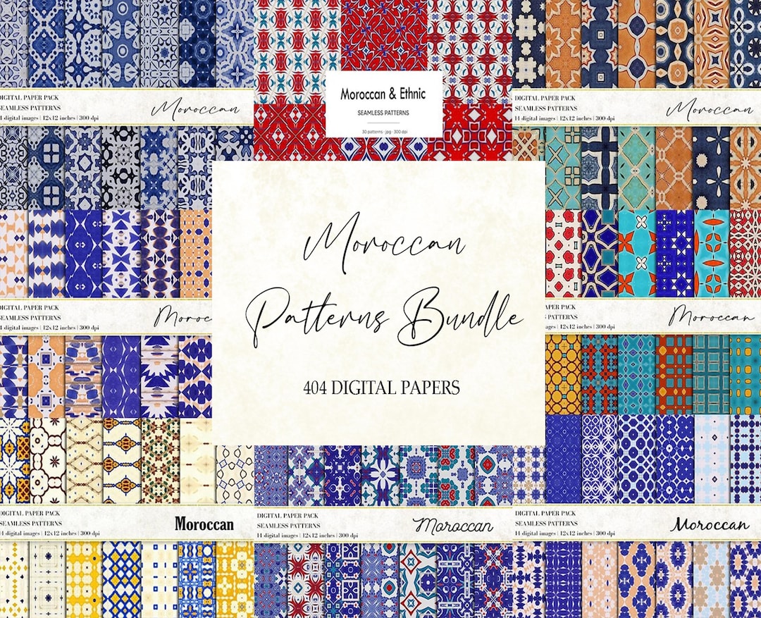 Moroccan Seamless Patterns Bundle: Azulejos Digital Papers (digital ...