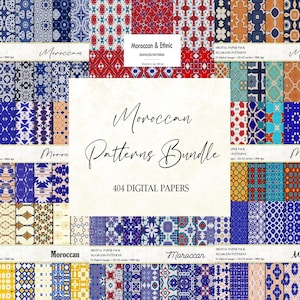 Lot de motifs marocains sans couture : papiers numériques Azulejos (téléchargement numérique)