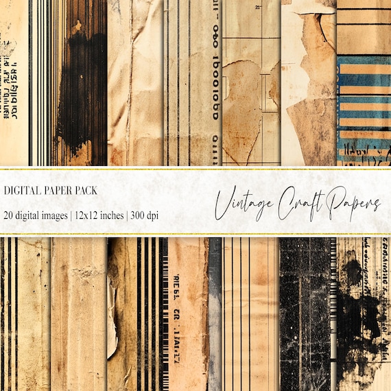 Vintage Craft Papers: 20 Digital Textures (12x12 inches) (PNG)