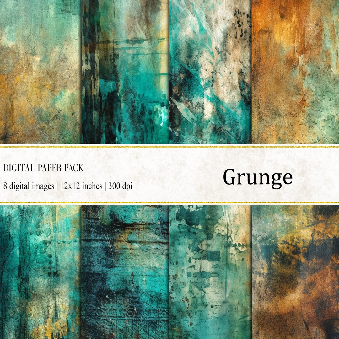 Teal Grunge Digital Paper: Distressed Texture Backgrounds (digital ...