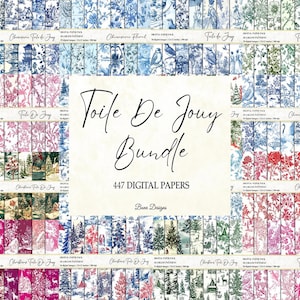 Toile De Jouy Digital Paper Bundle: Chinoiserie, Victorian (PNG Download)