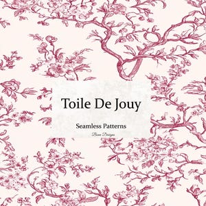 Toile De Jouy Seamless Pattern, French Toile Print, Floral Pattern, French Toile Printable, Vintage Floral, Digital Download, commercial use