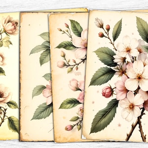 Sakura Digitales Papier, Sakura Junk Journal Papiere, Japanische Blumen Papiere, Sakura Blume, Vintage Blumen, Collage Sheet, digitaler Download
