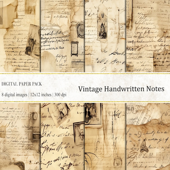 Vintage Handwritten Notes Digital Paper: Antique Letter Texture (Digital Download)