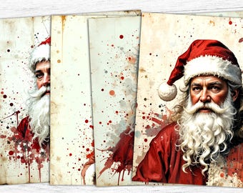 Vintage Santa Claus Junk Journal Pages: Christmas Collage (Digital Download)