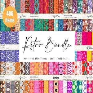 Retro Digital Papers, Retro Patterns Bundle, Retro Seamless Patterns, Commercial Use, Boho Digital Papers, Boho Patterns, Digital Papers