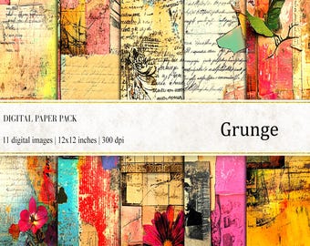 Grunge Digital Paper Pack: 12x12 Scrapbook Backgrounds (Digital Download)