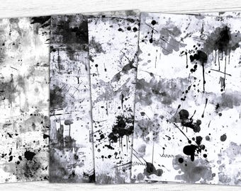 Grunge Junk Journal Papers: Distressed Black & White Printable (Digital Download)
