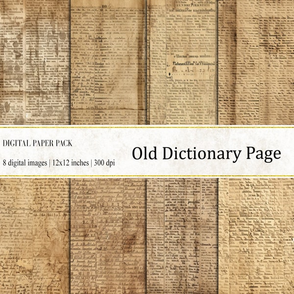 Altes Wörterbuch-Seiten-Digitalpapier, altes Wörterbuch-Seiten-Hintergrund, Wörterbuch-Seiten-Digitalpapier, Wörterbuch-Seiten-Hintergrund, kommerzielle Nutzung