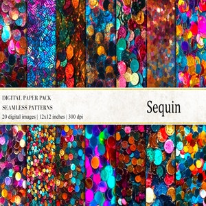 Sequin Digital Papers, Sequin Seamless Patterns, Colorful Glitter Digital Paper, Glitter Sequin Textures, Sequin Backgrounds, commercial use