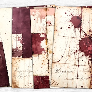 Carta da giornale grunge, carta grunge, grunge acquerello, grunge bordeaux, download digitale, sfondo consumato, download digitale