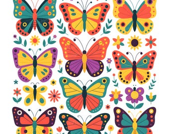 Boho Butterfly Clipart, Sublimation Design (Digital Download)