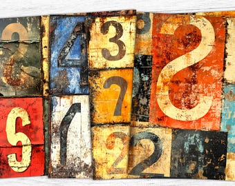 Grunge Numbers Junk Journal Papers: Distressed Print (Digital Download)