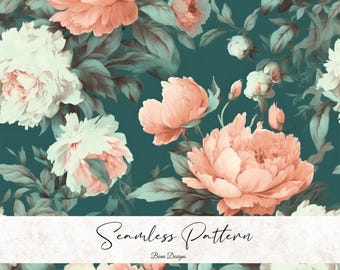 Vintage Rose Seamless Pattern: Shabby Chic Floral Digital Paper (Instant Download)