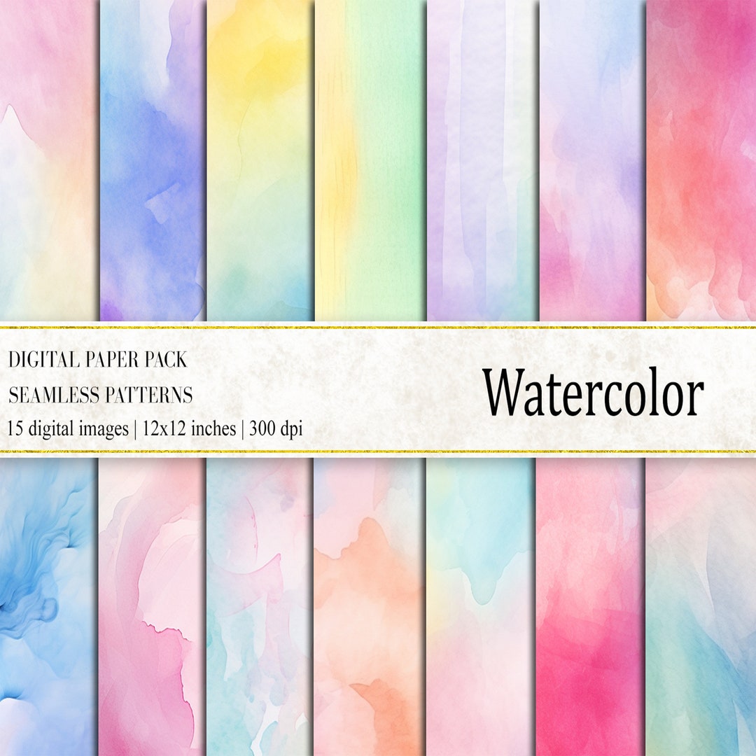 Pastel Watercolor Digital Paper: Seamless Texture Backgrounds (PNG ...