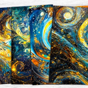 Cosmic Junk Journal Papers, Starry Night Papers, Space Galaxy afdrukbaar, Space Digital Papers, digitale download, achtergronden met werveling