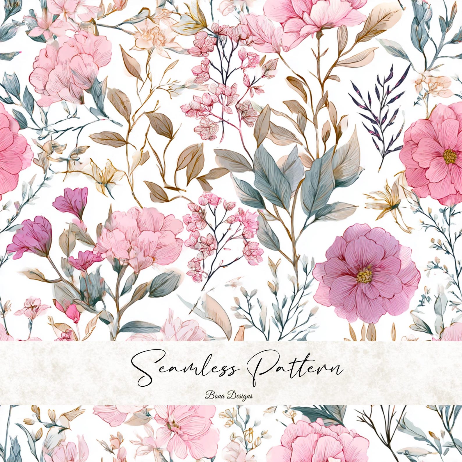 Pastel Floral Seamless Pattern: Elegant Fabric Print (digital Download ...