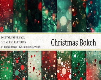 Christmas Bokeh Digital Papers: Seamless Patterns (Digital Download)