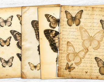 Vintage Butterfly Ephemera: Junk Journal Printable Papers (Digital Download)