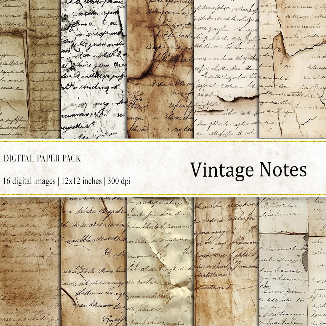 Vintage Notes Digital Paper: Seamless Antique Patterns (12x12