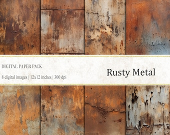 Papel digital de metal oxidado: texturas grunge, fondos desgastados (descarga digital)