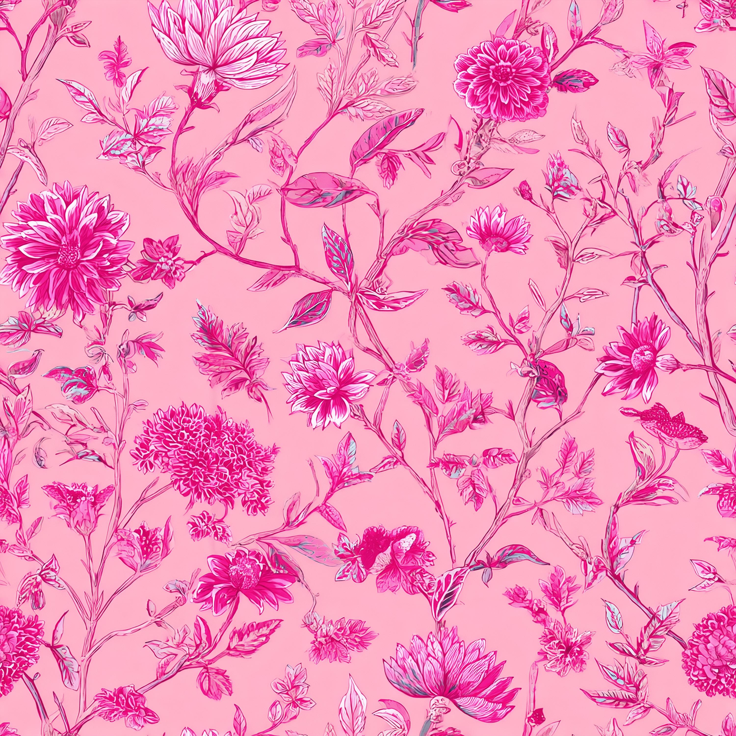 Pink Floral Seamless Pattern: Vintage Floral Fabric Print (digital ...