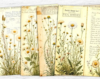 Botanical Junk Journal Papers: Spring Flower Ephemera (Digital Download)