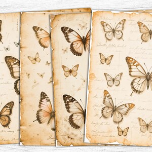 Carta per diario "Farfalla Junk", carta vintage, farfalla vintage, stampa effimera, download digitale, carta botanica, stampabile con farfalle