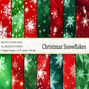 Christmas Snowflakes Digital Papers, Christmas Seamless Patterns, Snowflakes Backgrounds, Christmas Snowflakes Digital Paper, commercial use