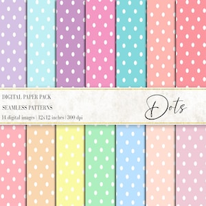 Digitaal papier met stippen, digitaal papier met pastelkleurige stippen, pastelkleurig plakboekpapier, naadloze patronen met kleine stippen, pastelkleurige plannerpapier