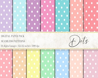 Pastel Polka Dot Digital Papers: Seamless Patterns (Digital Download)