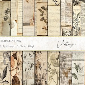 Vintage digitales Papier, Vintage botanische Papiere, Ephemera Papiere, Scrapbook Papier, antikes Papier, botanische Papiere, Junk Journal Papiere