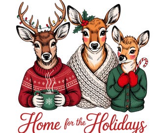 Kerstrendier png, sublimatieontwerp, digitale download, kerstclipart, huis voor de feestdagen