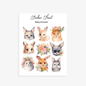 Digital Planner Stickers, Digital Stickers, Planner Sticker, Instant Download, Watercolor Baby Animals Sticker, Aesthetic Sticker Sheet