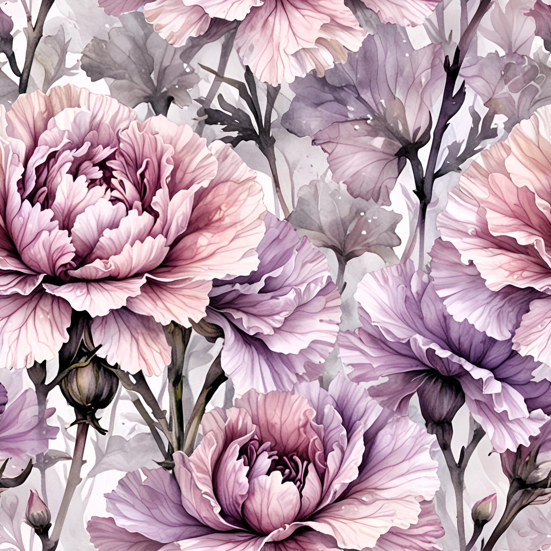 Pastel Purple Roses Pattern Pastel Purple Delicate Floral Pattern: Violet Roses Fabric Print ...