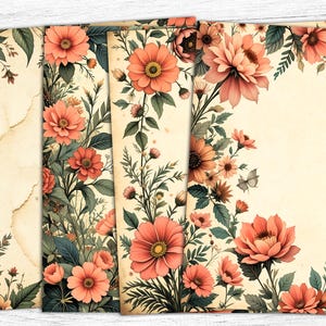 Vintage Flowers Junk Journal Papers, Flowers Papers, Digital Download, Vintage Papers, Digital Download, Flowers Printable
