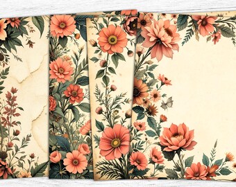 Vintage Floral Junk Journal Paper: Printable Flower Ephemera (Digital Download)