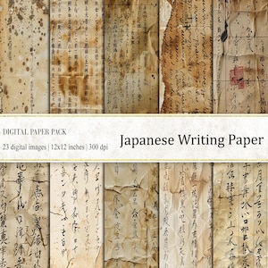 Japans schrijfpapier, vintage schrijfpapier, dagboek, oude brieven digitaal papier, Japanse kalligrafie, antieke brief, noodlijdende textuur
