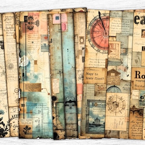 Vintage Collage Junk Journal Papers, Ephemera Paper, Digital Download, Vintage Art, Digital Download, Vintage Ephemera Print, Collage Papers