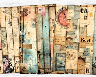 Papier collage vintage éphémère : pages de journal indésirables (téléchargement numérique)