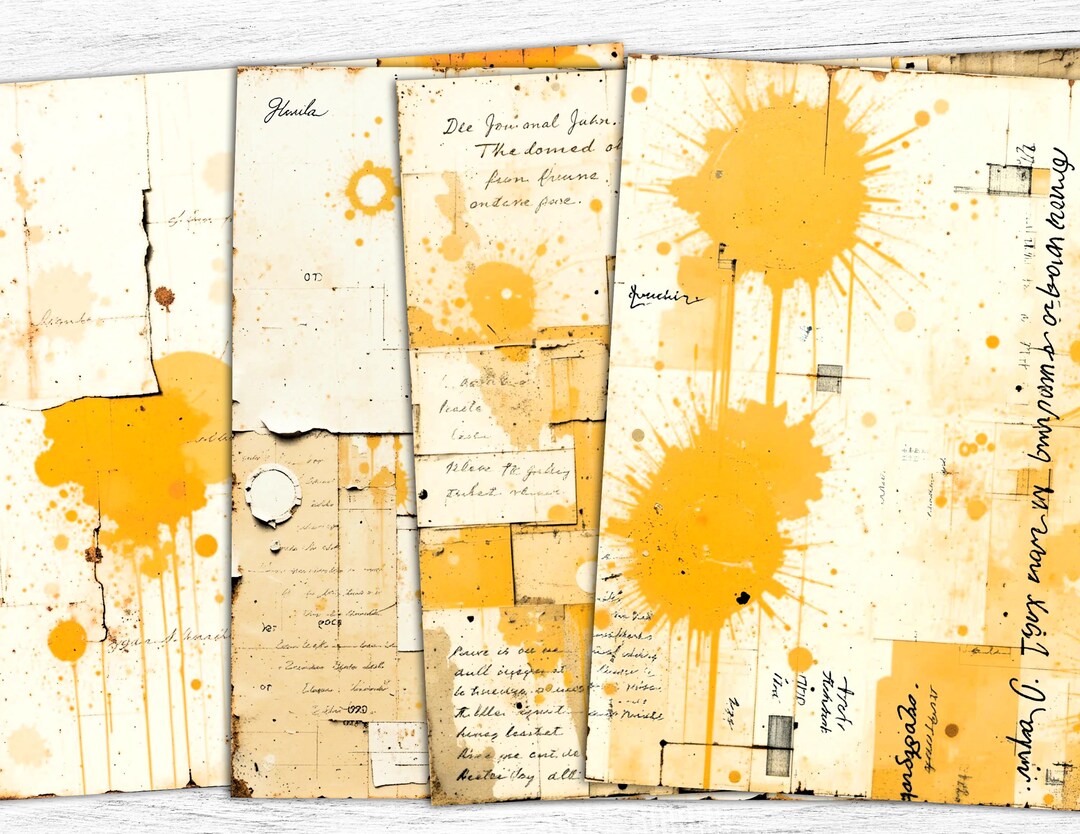 Grunge Junk Journal Paper: Distressed Yellow Scrapbook Print (digital ...