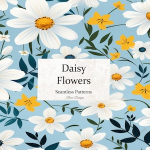Daisy Flowers Seamless Pattern, Floral Digital Paper, Floral Seamless Pattern, Instant Download, Fabric Seamless Pattern, Daisy Pattern