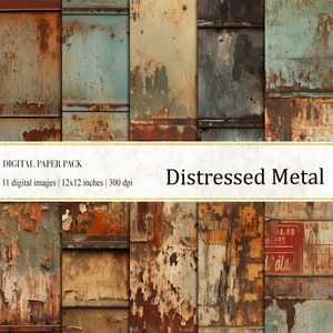 Distressed Metal Digital Papers, Distressed Digital Papers, Distressed Backgrounds, Distressed Metal Textures, Grunge Journal Papers