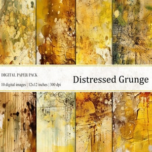 Distressed Grunge digitale Papiere, Gelb Grunge druckbare, beunruhigt Grunge Hintergrund, sofortiger Download, Grunge Journal Papiere