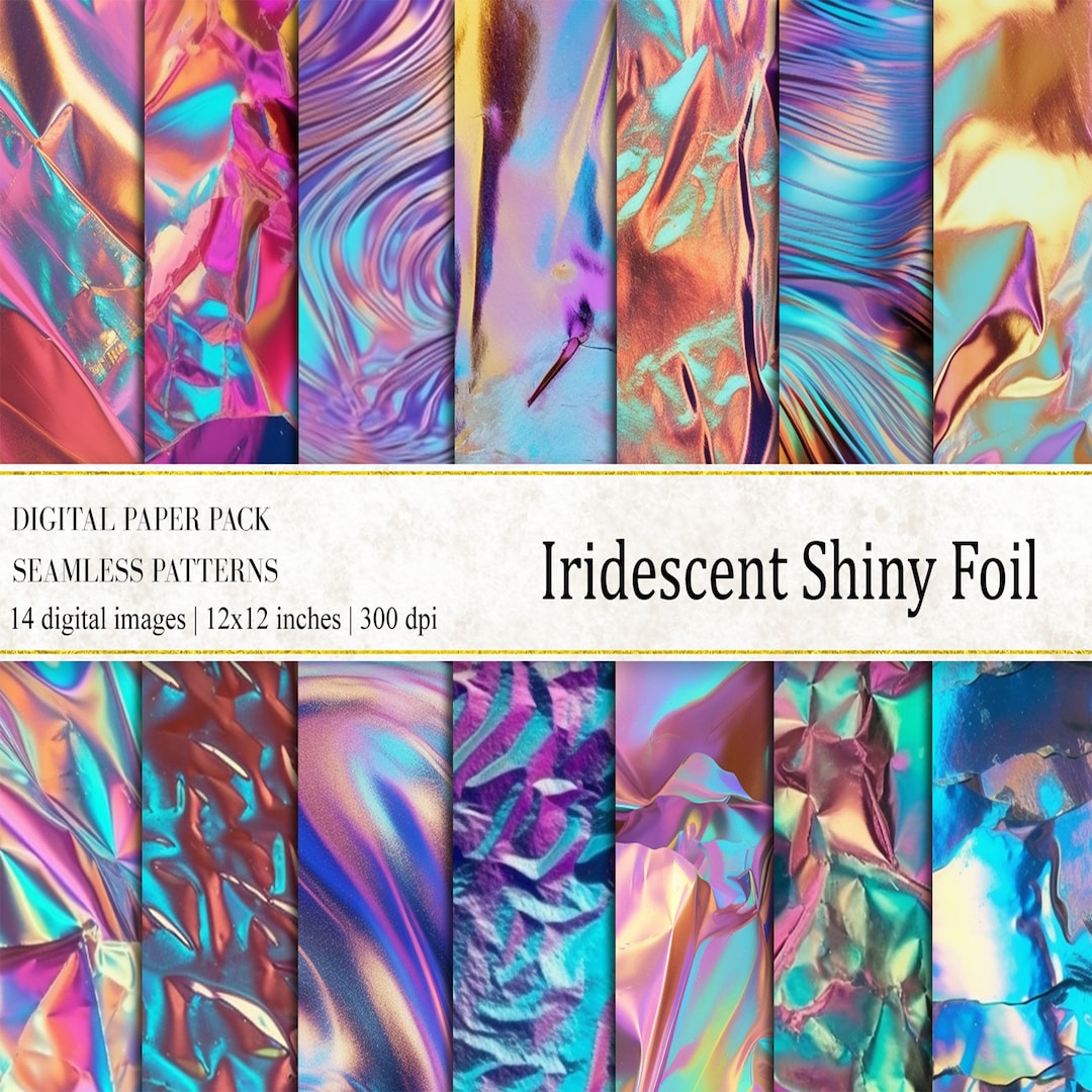 Iridescent Foil Digital Papers: Shiny Holographic Textures - Etsy